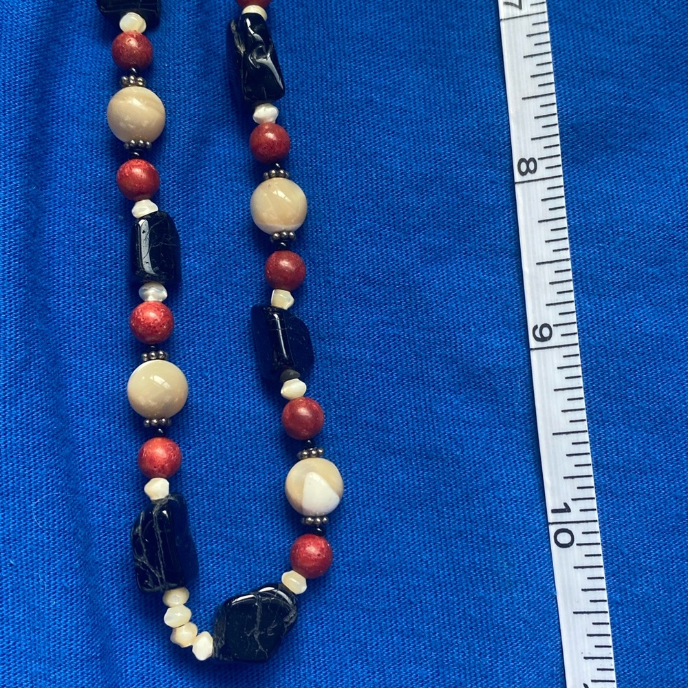21st and Stone Beaded Necklace – Sterling Silver Clasp, Genuine Stone Beads - Picture 4 of 5